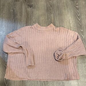 Pink Ribbed Knit Sweater